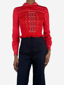 Miu Miu Red shirred crop top - size UK 6