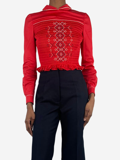 Red shirred crop top - size UK 6 Tops Miu Miu 