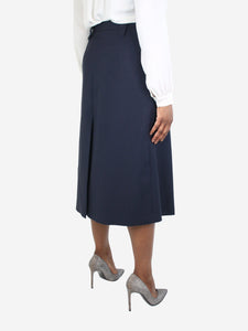 Prada Blue mohair-blend pleated midi skirt - size UK 12