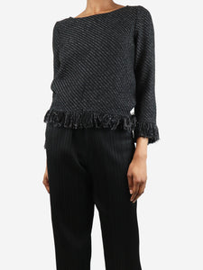 Maje Black woven boucle top - size UK 6