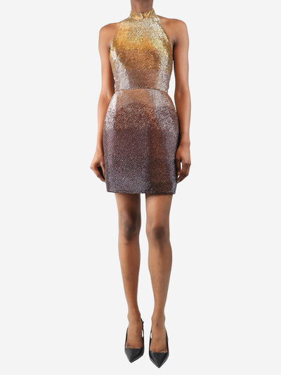 Gold beaded ombre cocktail dress - size UK 4 Dresses Oscar De La Renta 
