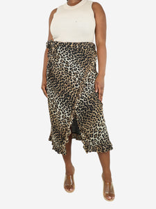 Ganni leopard wrap skirt best sale