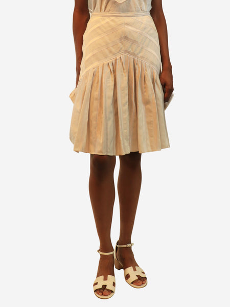 White striped satin mini skirt - size UK 8 product image