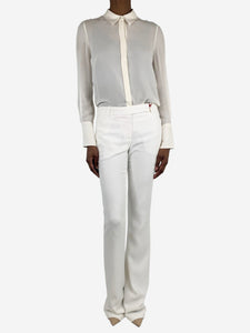 Alexander McQueen White slim-leg flared trousers - size UK 6