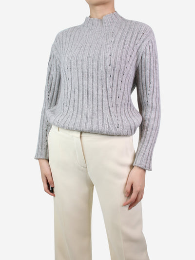 Grey cashmere ribbed jumper - size S Knitwear The Cashmere Project 