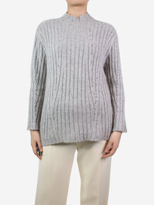 The Cashmere Project Grey cashmere ribbed jumper - size S