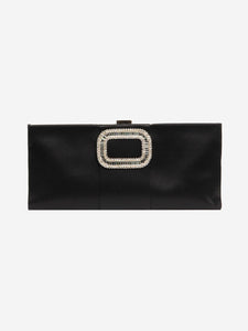 Roger Vivier Black satin elongated clutch