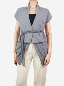 Brunello Cucinelli Grey sleeveless cashmere cardigan - size L