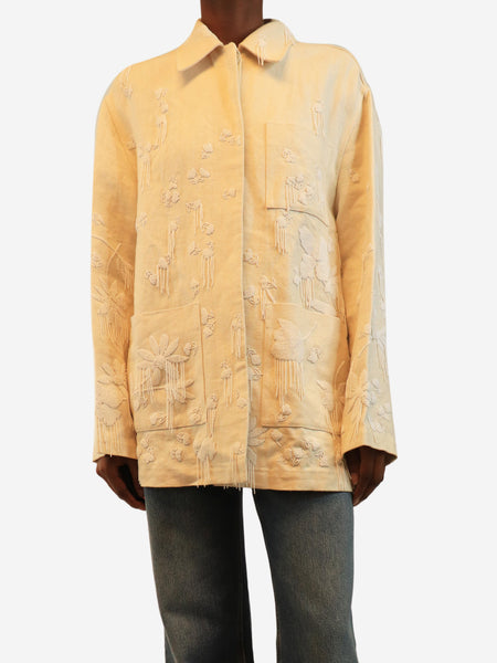 Cream multi-pocket beaded jacket - size UK 4 product image