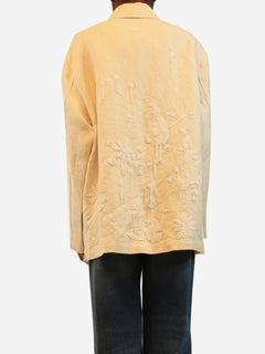 Cream multi-pocket beaded jacket - size UK 4
