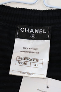 Chanel Black striped v-neck dress - size UK 8