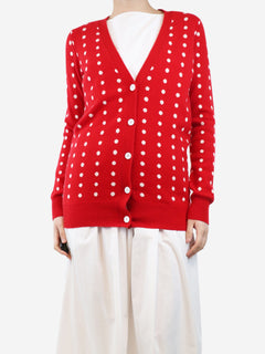 Red polka dot cardigan - size UK 8 Knitwear Madeleine Thompson 
