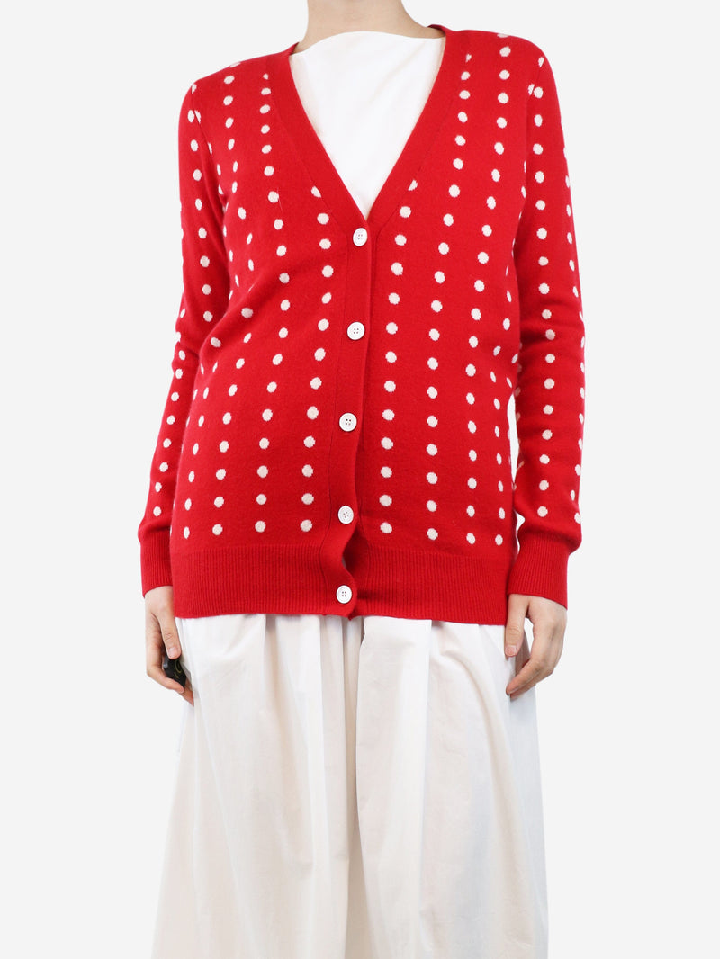 Red polka dot cardigan - size UK 8 Knitwear Madeleine Thompson 