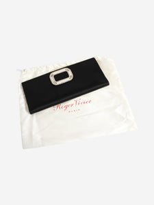 Roger Vivier Black satin elongated clutch
