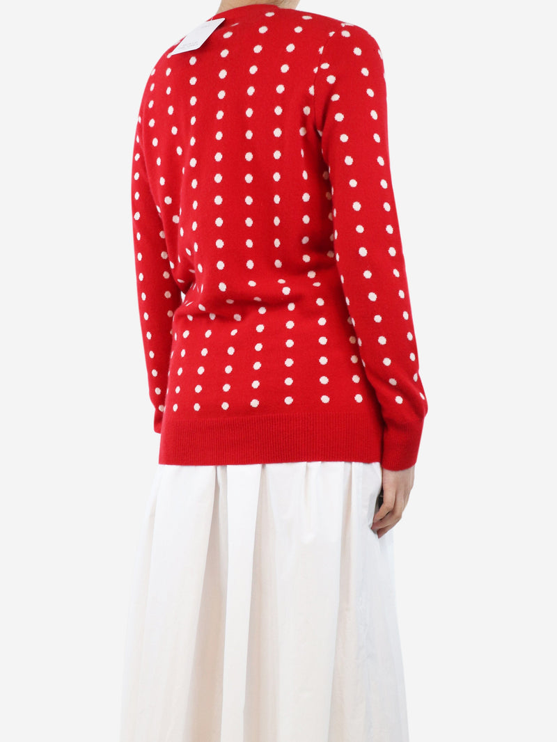 Red polka dot cardigan - size UK 8 Knitwear Madeleine Thompson 