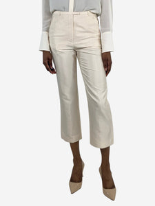 Hermes Cream silk trousers - size UK 6