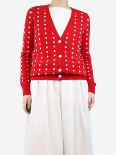 Red polka dot cardigan - size UK 8 Knitwear Madeleine Thompson 