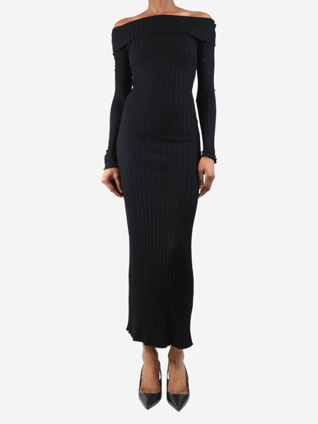 Black off the shoulder ribbed maxi dress - size XS product image