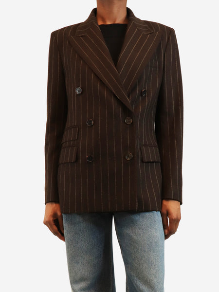 Brown striped double-breasted blazer - size UK 6 product image