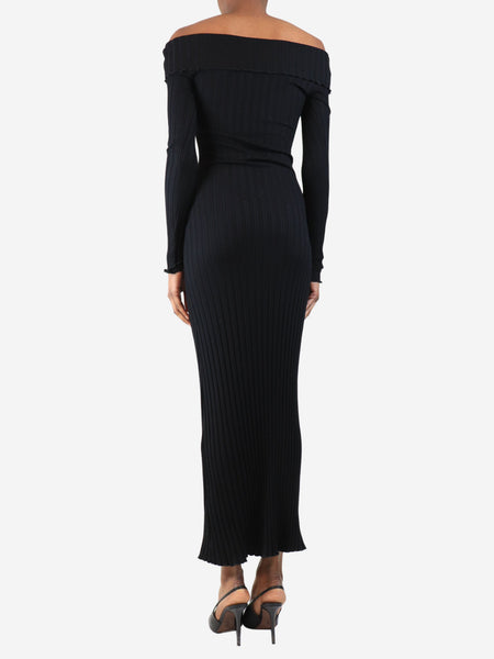 Black off the shoulder ribbed maxi dress - size XS alternate image