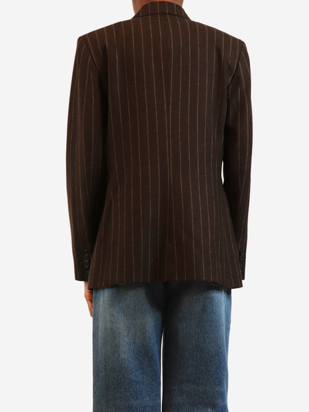 Brown striped double-breasted blazer - size UK 6 alternate image