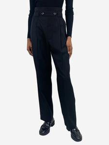 Helmut Lang Black high-rise wool tailored trousers - size UK 6