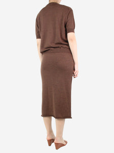 BaBaa Brown knit top and skirt set - size UK 10