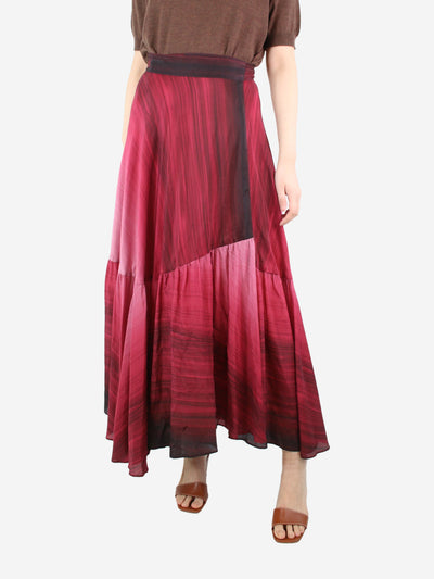 Red tiered wrap midi skirt - size S Skirts Katharine Kidd 