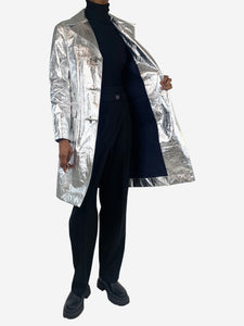 Christian Dior Silver metallic vinyl coat - size UK 6