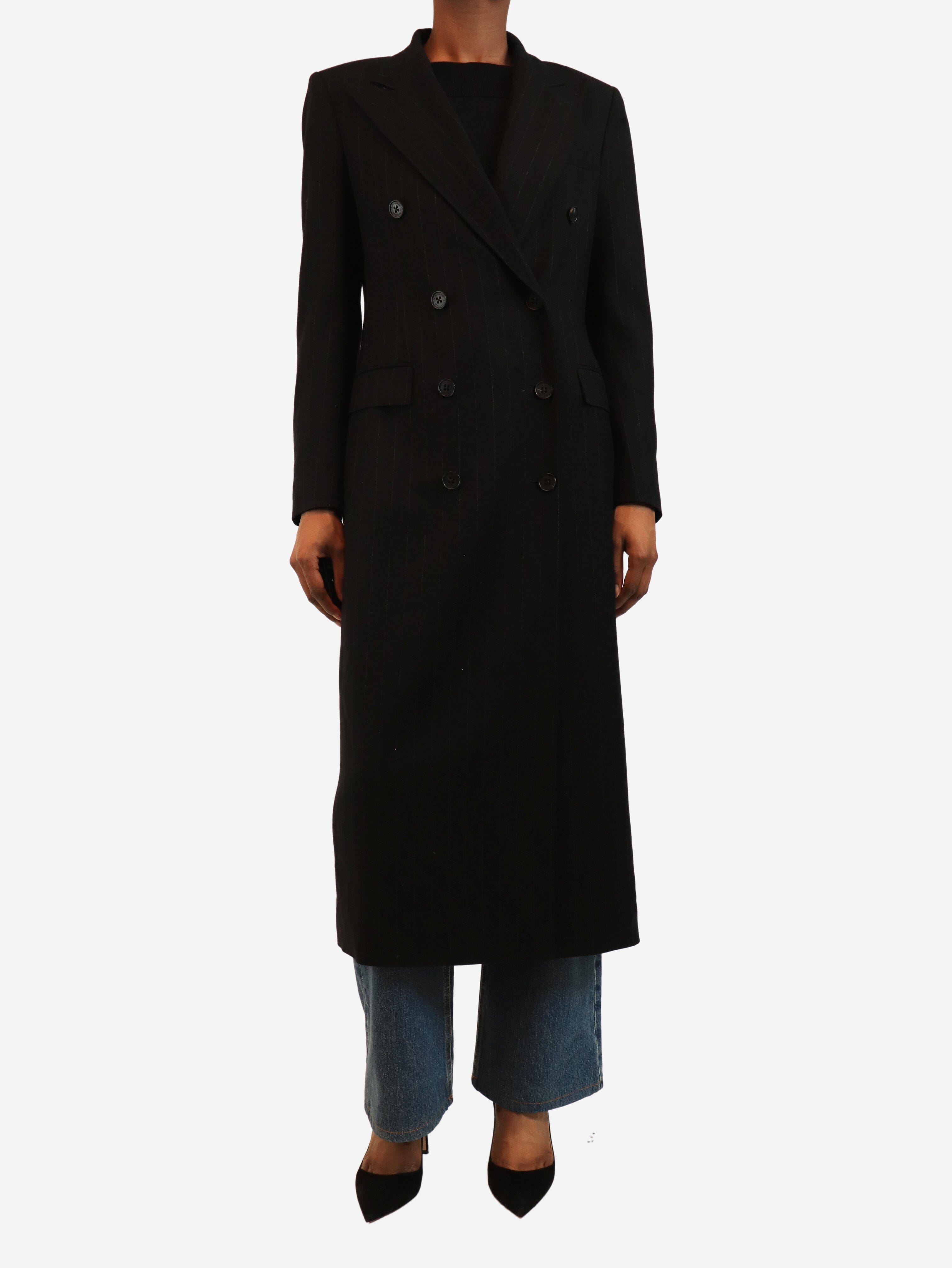 Black pinstripe coat - size UK 6