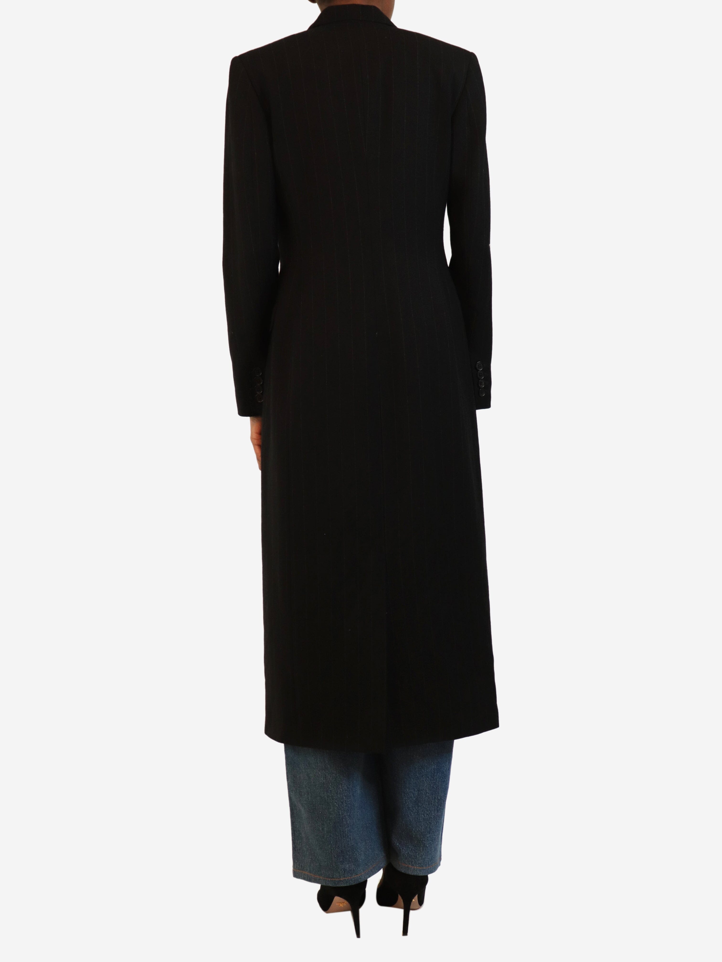 Black pinstripe coat - size UK 6