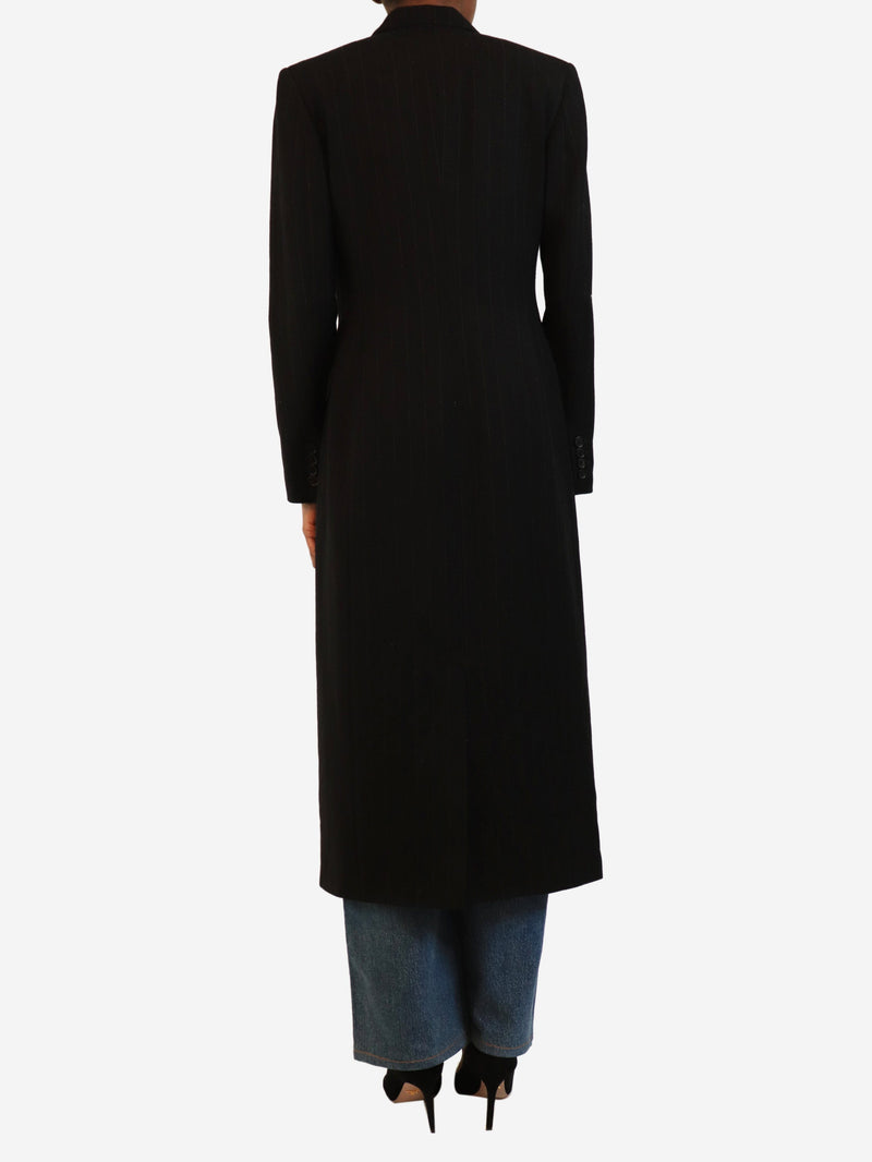 Black pinstripe coat - size UK 6