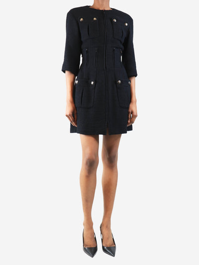 Black tweed wool zip-front dress - size UK 6 Dresses Chanel 