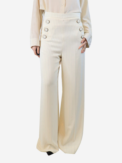 Cream scallop-button trousers - size UK 14 Trousers Donata Davidoff 