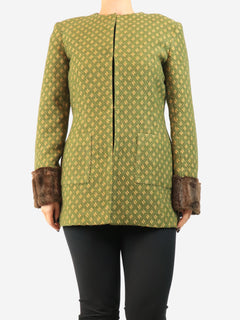 Green structured jaquard long jacket - size S Coats & Jackets Destree 