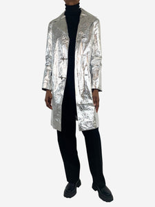 Christian Dior Silver metallic vinyl coat - size UK 6