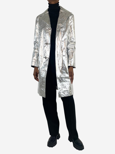 Silver metallic vinyl coat - size UK 6 Coats & Jackets Christian Dior 