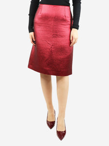 Louis Vuitton Red metallic midi skirt - size UK 12