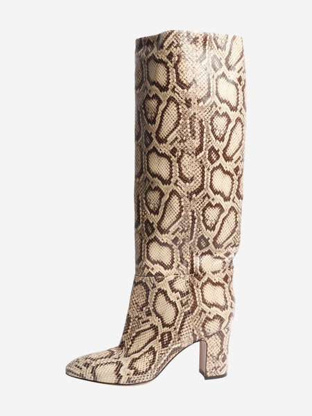 Brown python leather knee-high boots - size EU 41 product image