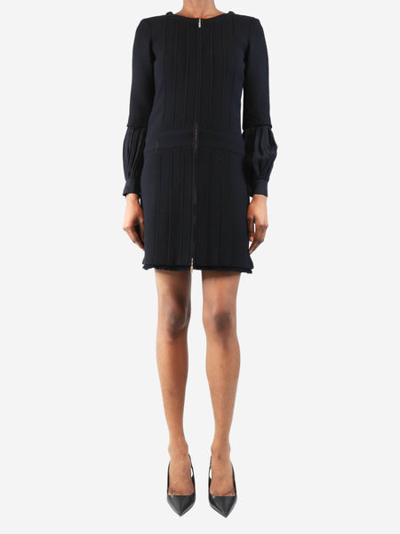 Black zip-front wool dress - size UK 6 product image