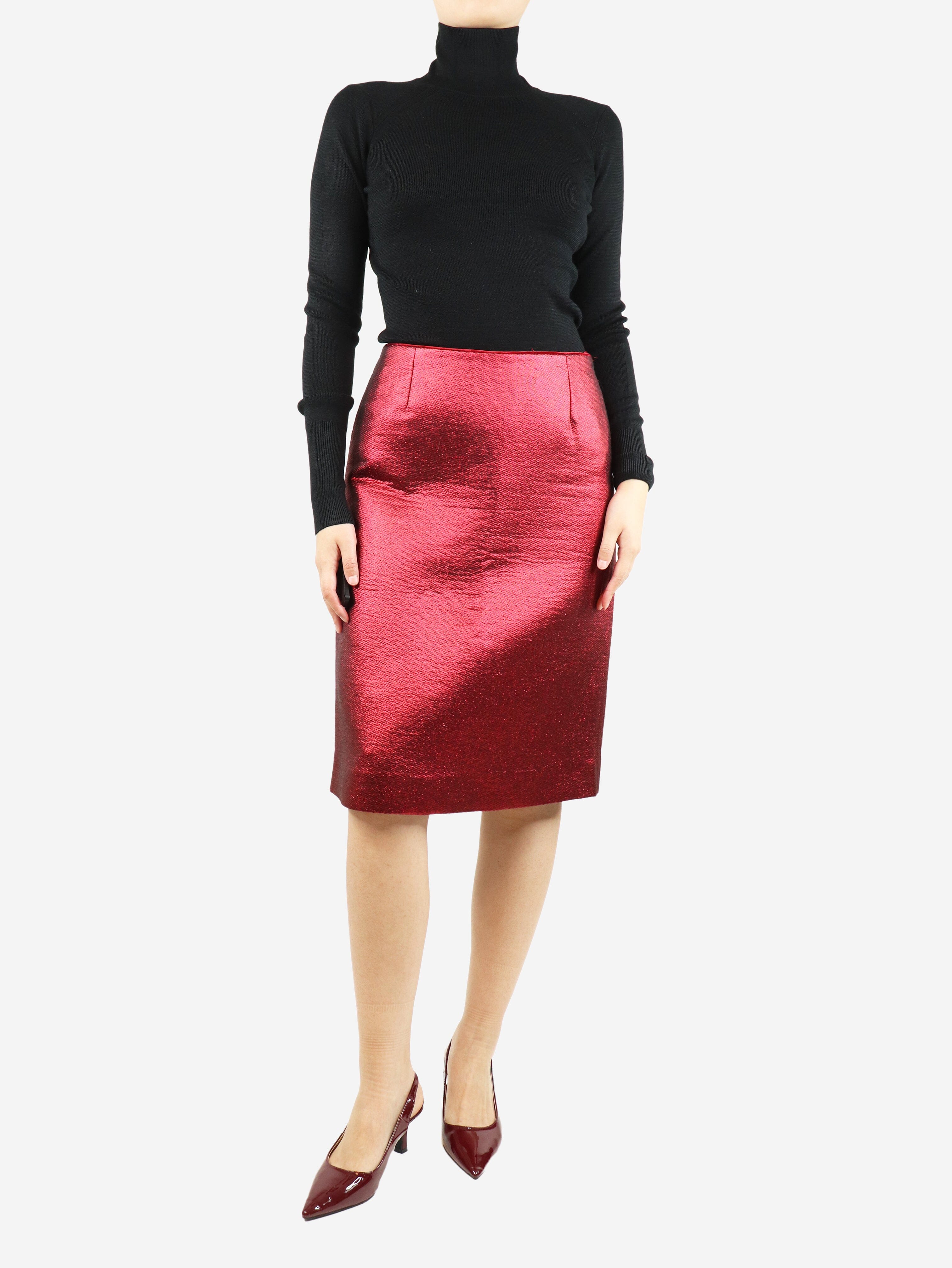 Red metallic midi skirt - size UK 12 Skirts Louis Vuitton 