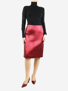 Louis Vuitton Red metallic midi skirt - size UK 12