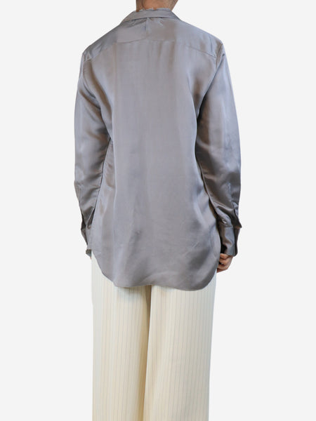 Grey silk-blend blouse - size UK 8 alternate image