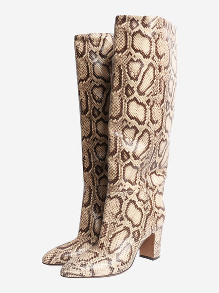Brown python leather knee-high boots - size EU 41 alternate image