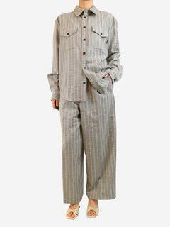 Grey check wool shirt and trouser set - size UK 16