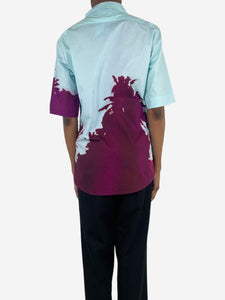 Dries Van Noten Turquoise all-over palm tree printed shirt - size UK 6