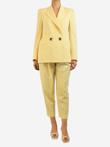 Yellow two-piece wool suit set - size UK 8 product image