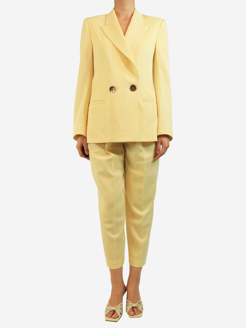 Yellow two-piece wool suit set - size UK 8