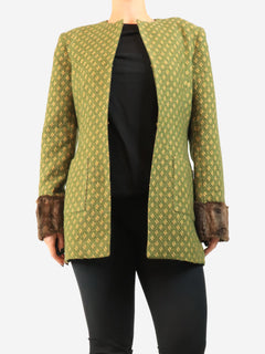 Green structured jaquard long jacket - size S Coats & Jackets Destree 
