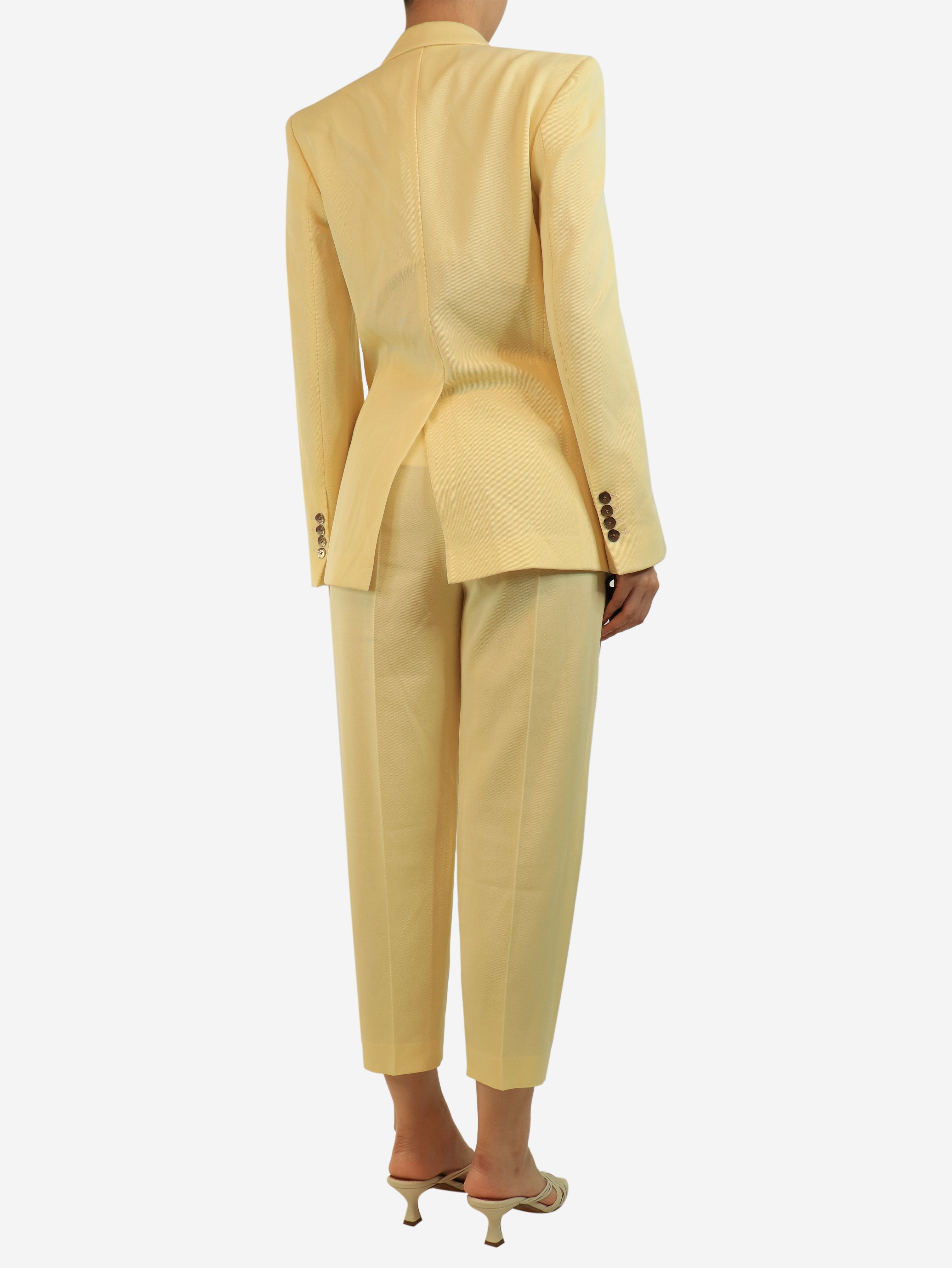 Yellow two-piece wool suit set - size UK 8